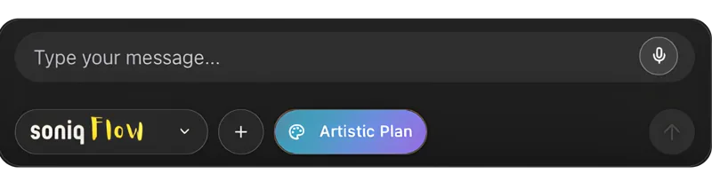 Soniq chat input with Creative Plan toggle